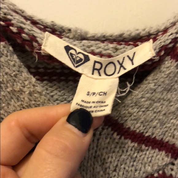 ROXY Grey Striped Sweater-Sweatshirt SM - Picture 3 of 4
